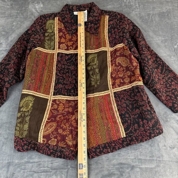 Vtg Patchwork Floral Paisley 16 1X Jacket White Stag Lagenlook Boho Tapestry - Picture 4 of 12